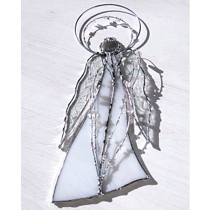 Andělská vitráž Tiffany - strážný anděl srdce v nás - 27 x 10cm