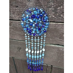 Drátěná slunohra - zvonkohra modrá hlubina 12 x 42 cm