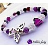 Náramek kuličkový -ametyst, achát s andílkem a srdcem