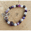 Náramek kuličkový -ametyst, achát s andílkem a srdcem