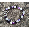 Náramek kuličkový -ametyst, achát s andílkem a srdcem