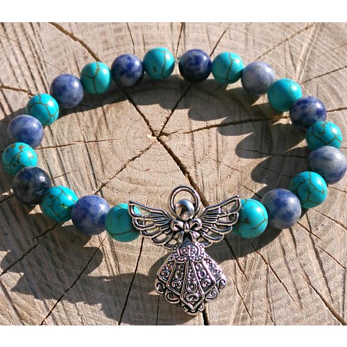 Náramek energetický z polodrahokamů - tyrkys a lapis lazuli