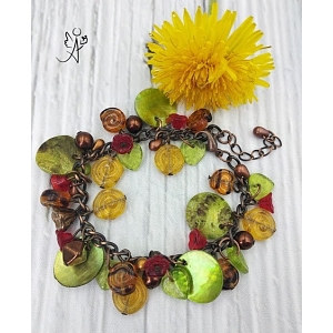 Boho náramek třešňový polibek