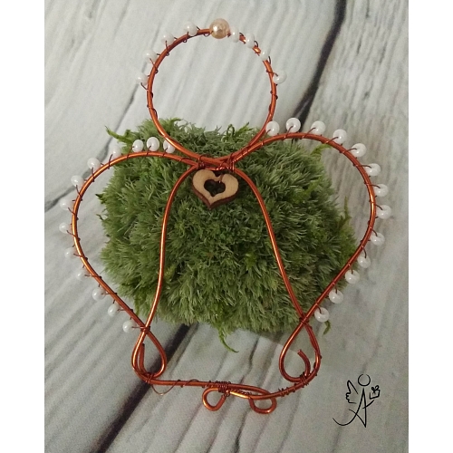 Anděl drátěný - srdečný 8 x 4,5 cm