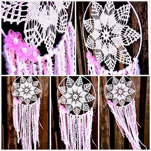 Lapač snů krajkový - vánoční hvězda velký 25 x 75 cm