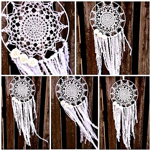 Lapač snů krajkový - bílá čistota velký 25 x 75 cm