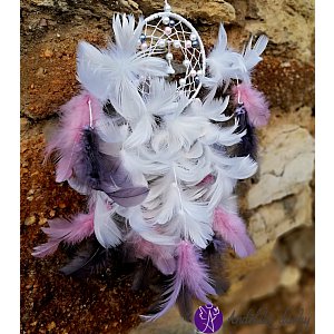 Lapač snů peříčkový - andělská něha 10,5 x 41 cm