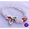 Náramek kuličkový - křišťál s andílkem a srdcem