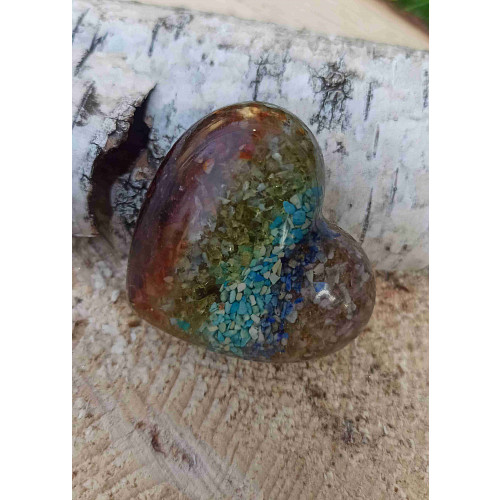 Orgonitové srdíčko harmonizace čaker s šungitem II. 5 x 4,5 x 2,5 cm