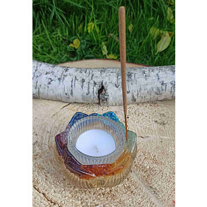 Lotosový květ - orgonitová mistička 3v1 harmonizace čaker 7,5 x 4 cm se zlatem