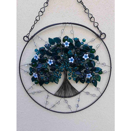 Drátovaný strom života - energie jara sklo 22 cm