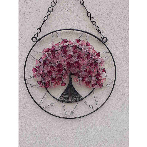 Drátovaný strom života - spirituální napojení s růženínem 20 cm