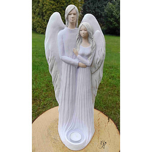 Andělský partnerský svícen - něha fialová 41 cm