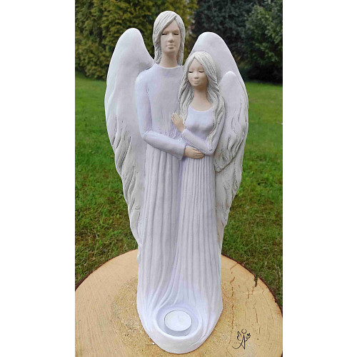 Andělský partnerský svícen - něha fialová 41 cm