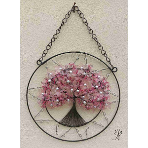 Drátovaný strom života napojení srdcí 22 cm