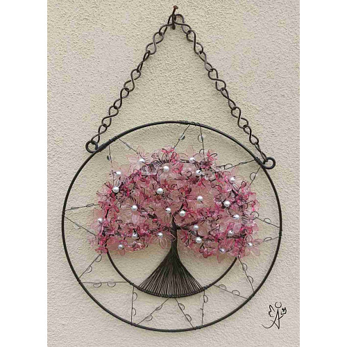 Drátovaný strom života napojení srdcí 22 cm