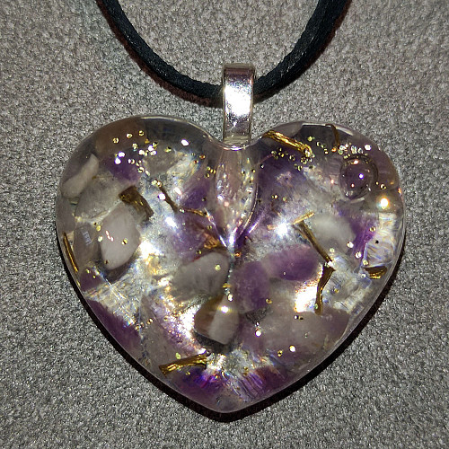 Orgonitové srdíčko ametyst 2 cm