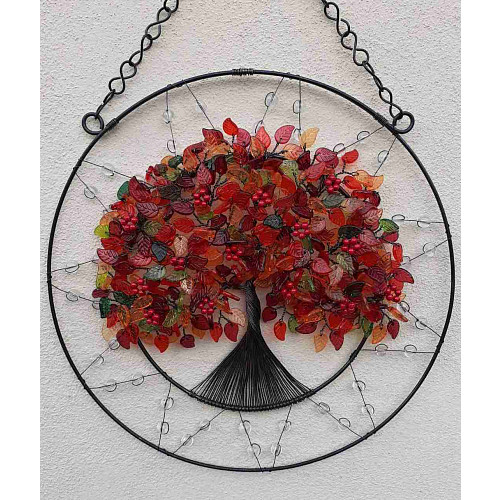 Drátovaný strom života - barvy podzimu 25 cm
