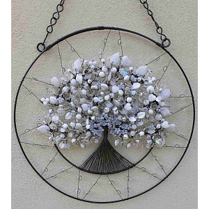 Drátovaný strom života -  bílé pokušení 28 cm