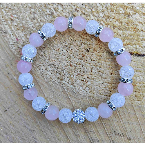 Náramek kuličkový - něha lásky - růženín