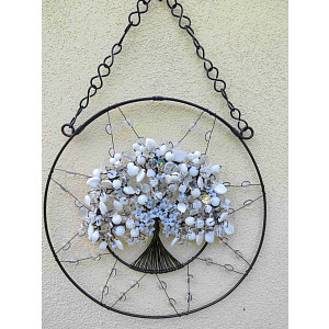 Drátovaný strom života -  bílé pokušení 20 cm