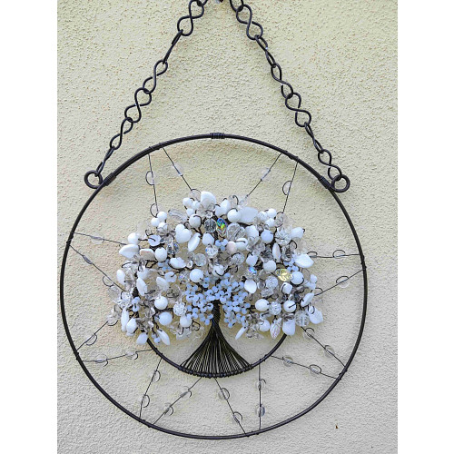 Drátovaný strom života -  bílé pokušení 20 cm