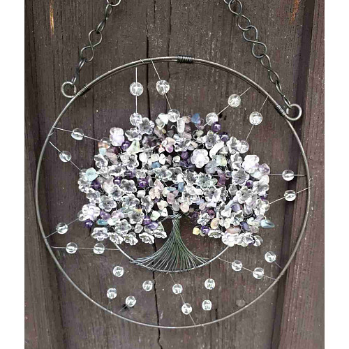 Drátovaný strom života - stabilizace aury s fluoritem 20 cm