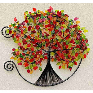 Drátovaný strom života otevřený  - barvy podzimu 24 cm