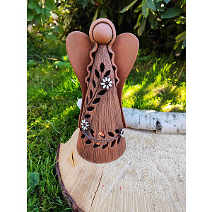 Vánoční svícen anděl s květy 20 cm