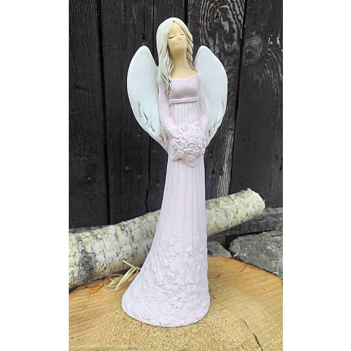 Andělská soška Jemnost 30 cm růžová