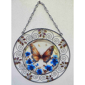 Drátovaná vitráž - motýlí křídla 30,5 cm