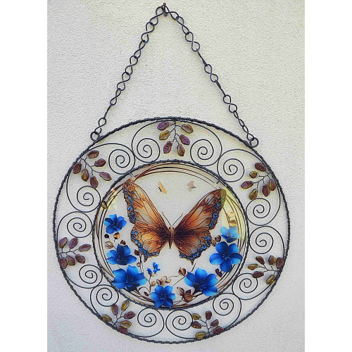 Drátovaná vitráž - motýlí křídla 30,5 cm