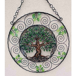 Drátovaná vitráž - srdeční energie  25 cm