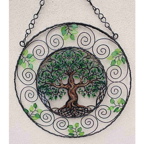 Drátovaná vitráž - srdeční energie  25 cm