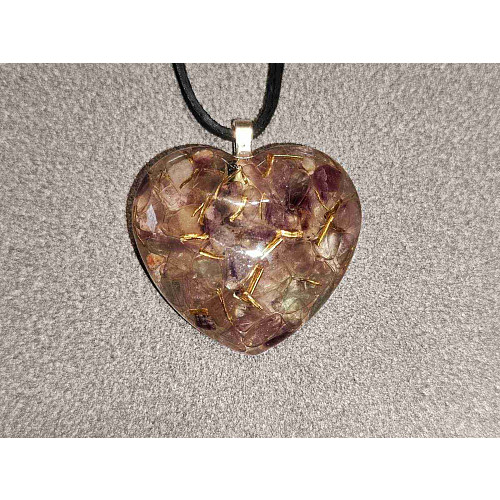 Orgonitové srdíčko harmonie srdce s Fluoritem 3 cm