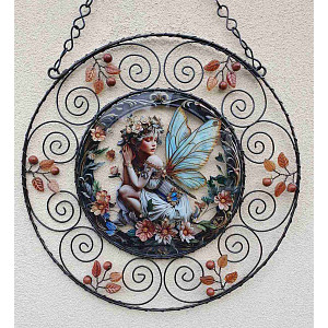 Drátovaná vitráž - andělská víla 25 cm