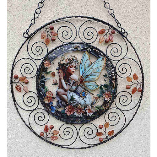 Drátovaná vitráž - andělská víla 25 cm