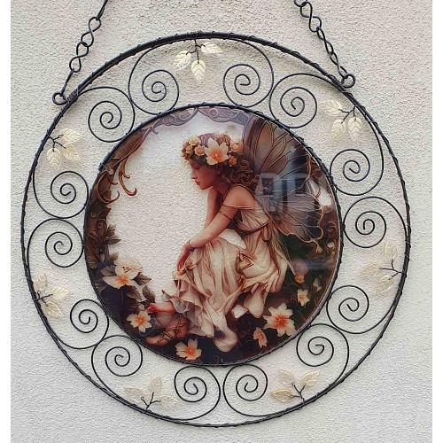 Drátovaná vitráž - andělská víla síly 31 cm