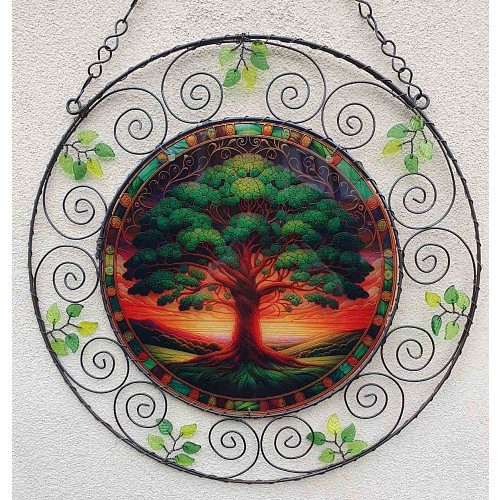 Drátovaná vitráž - energie stromu 30 cm