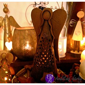 Vánoční svícen anděl  dary Země 30 cm