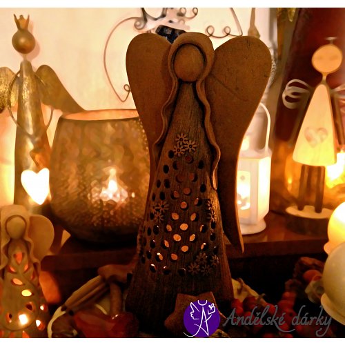 Vánoční svícen anděl  dary Země 30 cm