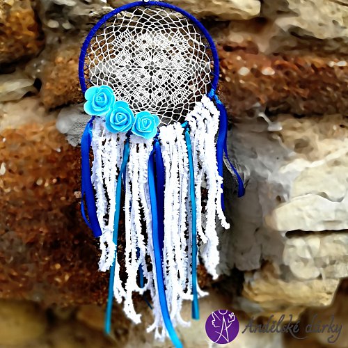 Lapač snů krajkový - moudrost andělů 16cm x 54,5cm