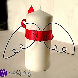 Svíčka andělská s drátěnými křídly 20cm