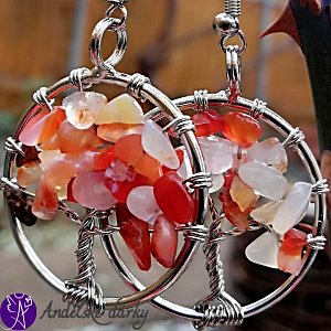 Strom života náušnice s karneolem