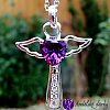 Andílek Swarovski postříbřený fialový 3 x 2 cm