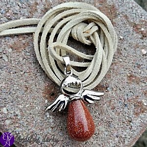 Andílek Zlatý avanturín - sluneční kámen 3,5 x 2,5 cm