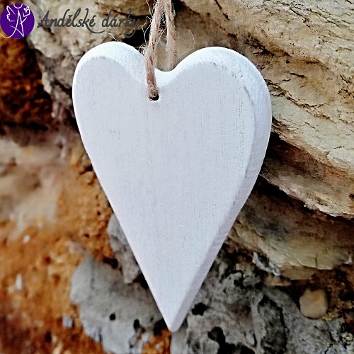 Dřevěné srdíčko bílé 10 x 5,5 cm