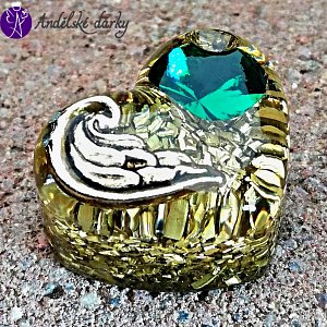 Orgonitové srdíčko andělské křídlo a zelený křišťál Preciosa 3 cm