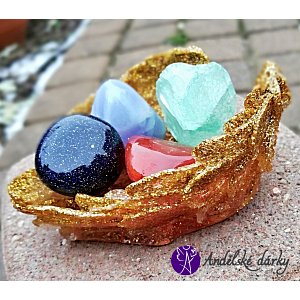 Orgonitová křídla - zlatá mistička na odkládání drobností 8,5 x 7 cm