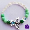 Náramek kuličkový - amazonit s andílkem a srdcem Swarovski